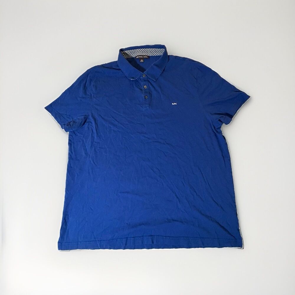 Michael Kors Mens XXL Blue Polo Shirt Short Sleeve Logo Cotton
